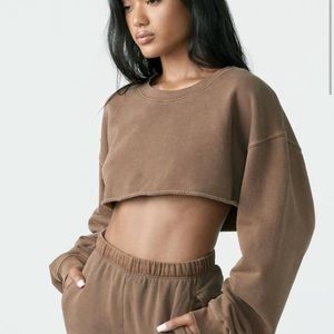 Joah Brown Cut Off Sweatshirt *imperfect